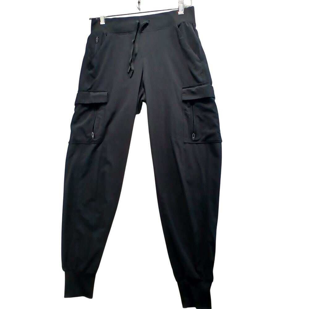 All In Motion Womens XS Black Cargo Jogger Pants Drawstring Activewear